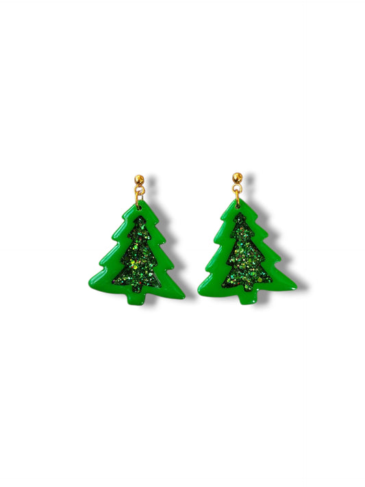 Sparkling Christmas Tree Dangle Earrings