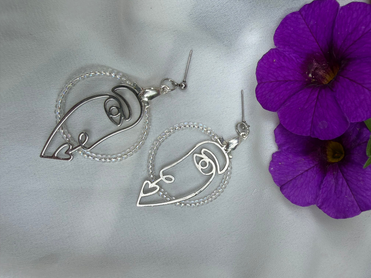 Abstract Face Line Art Earrings