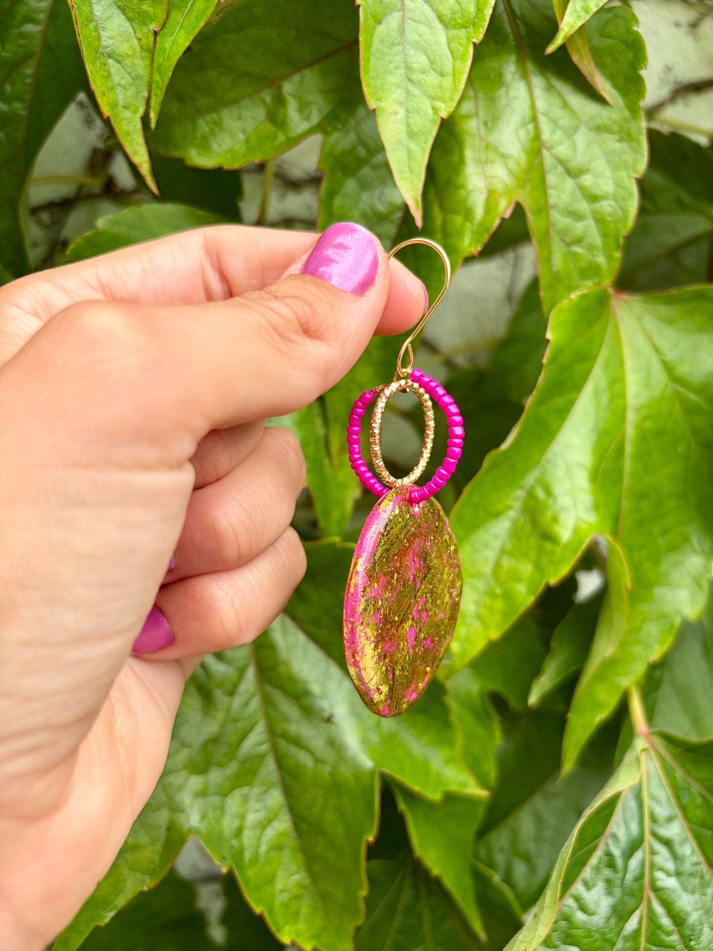 Fuchsia Luxe Gold Statement Earrings