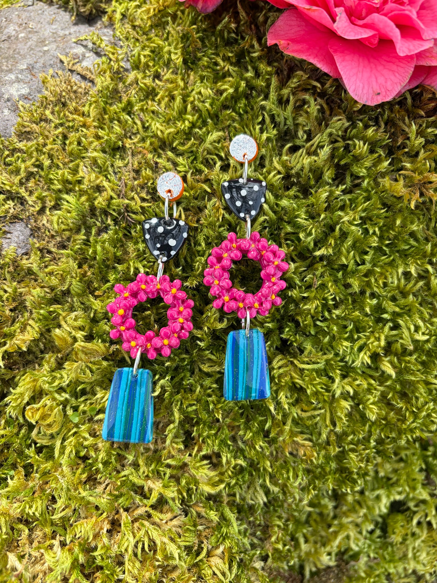 Eclectic Floral Dangle Earrings