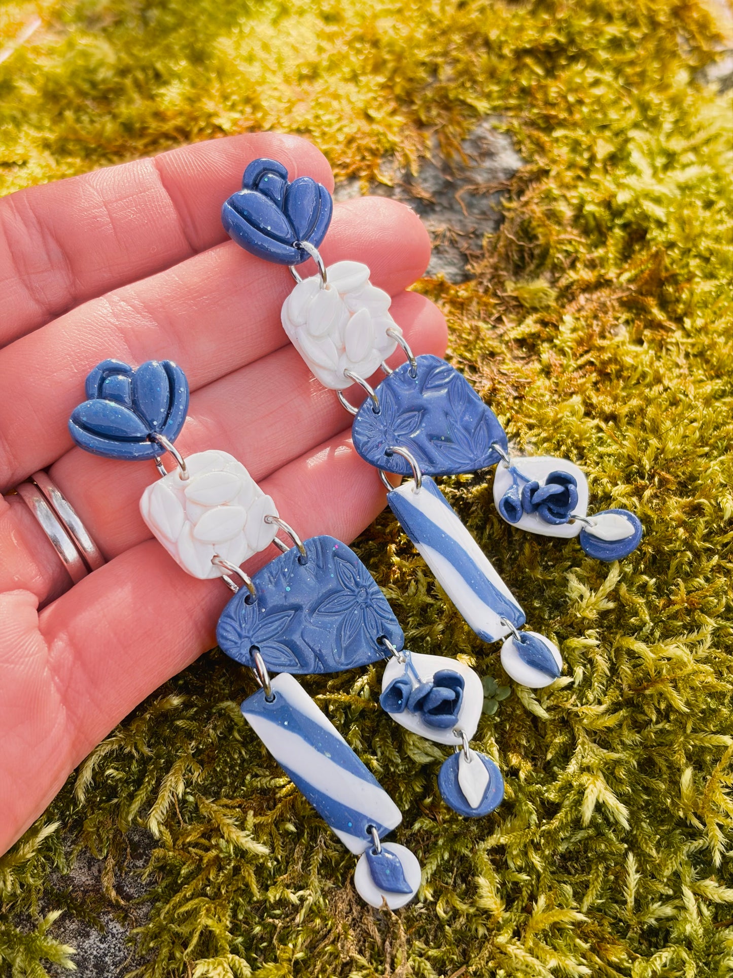 Blue and White Delft Statement Earrings