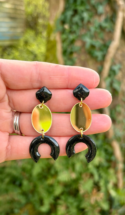 Black Mirror Dangle Earrings