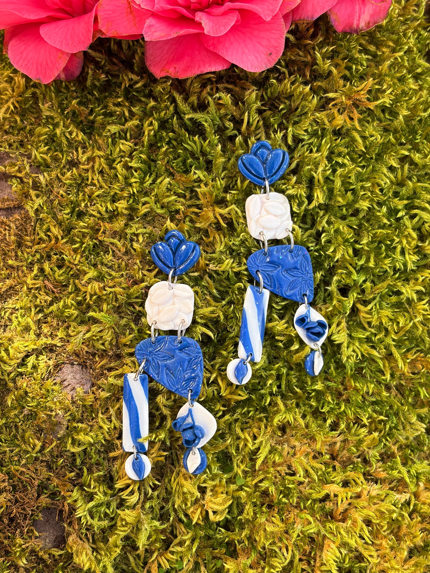 Blue and White Delft Statement Earrings