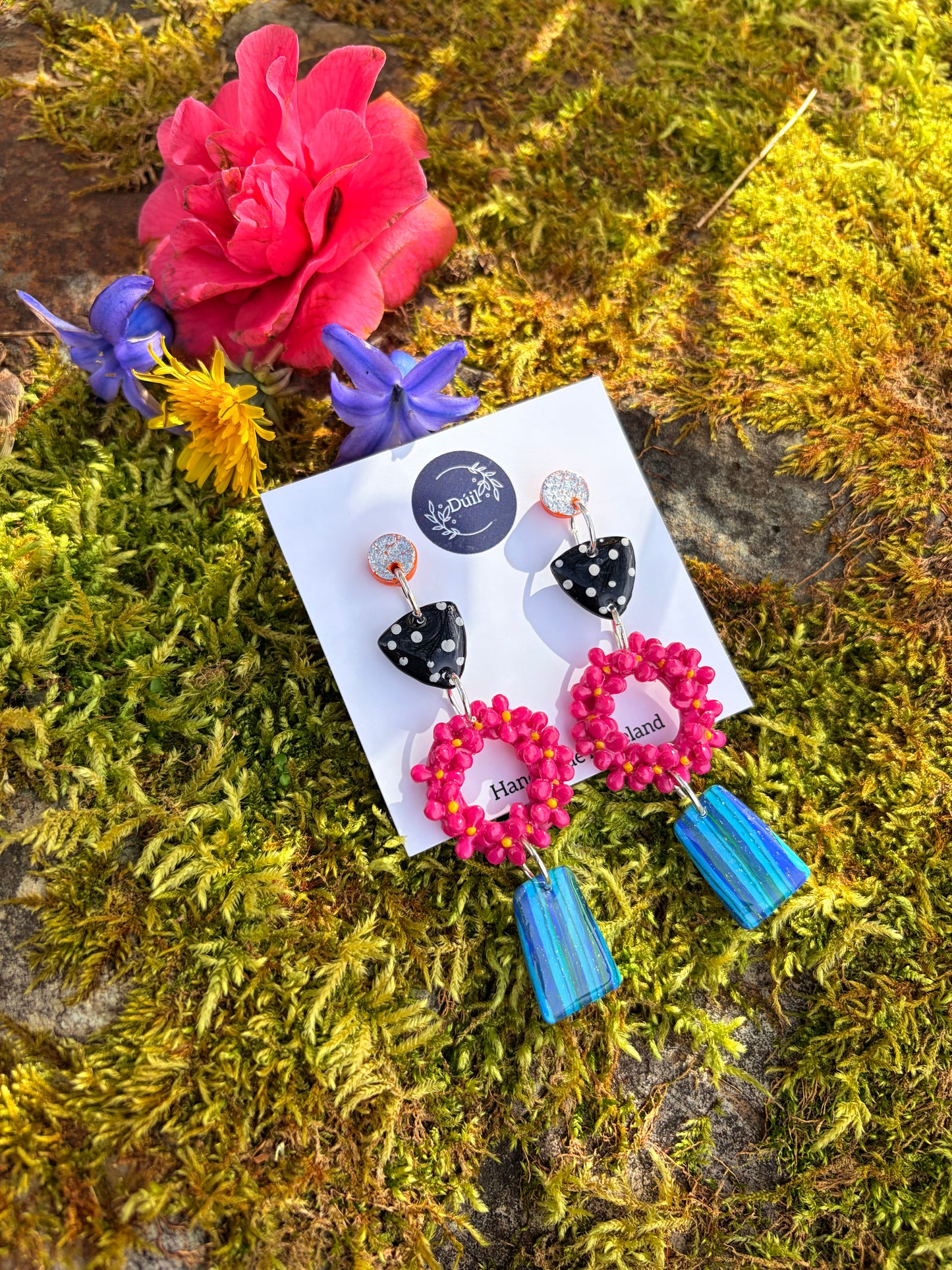 Eclectic Floral Dangle Earrings