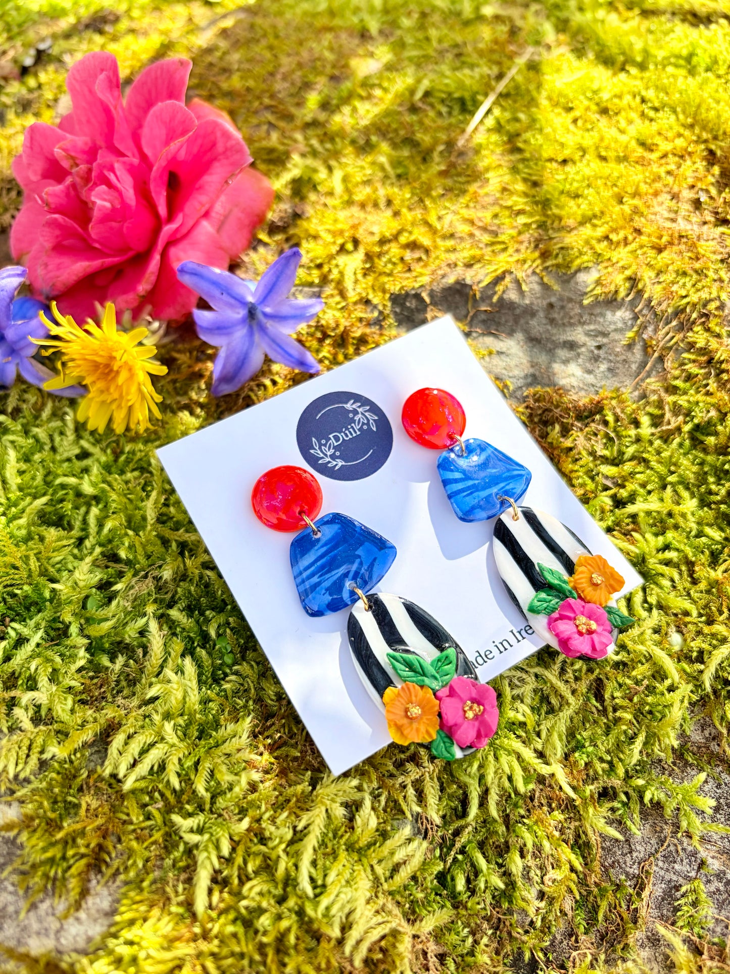 Striped Bloom Dangle Earrings