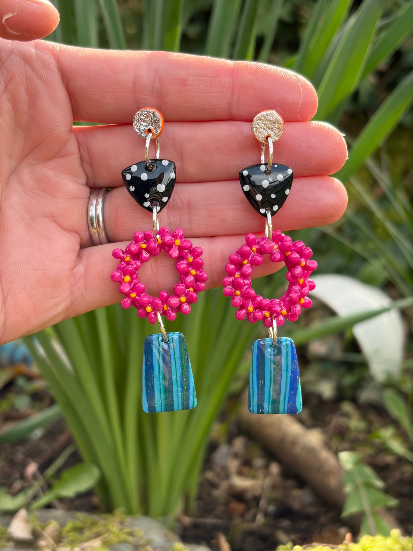 Eclectic Floral Dangle Earrings