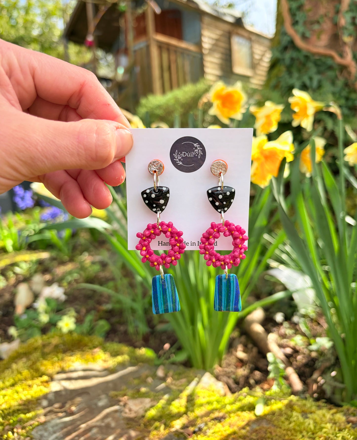Eclectic Floral Dangle Earrings
