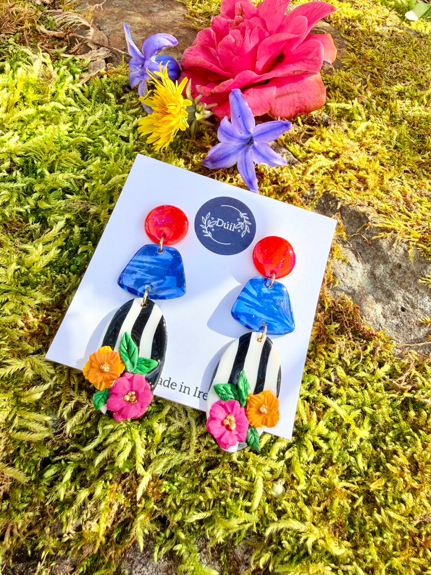 Striped Bloom Dangle Earrings