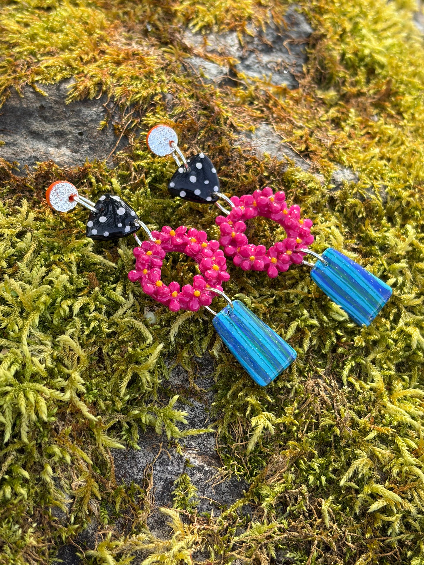 Eclectic Floral Dangle Earrings