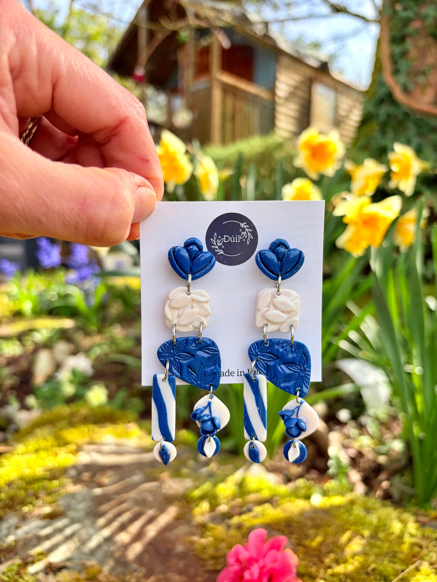 Blue and White Delft Statement Earrings