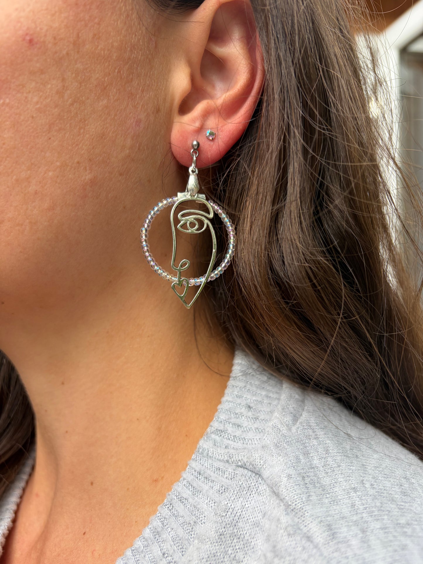 Abstract Face Line Art Earrings