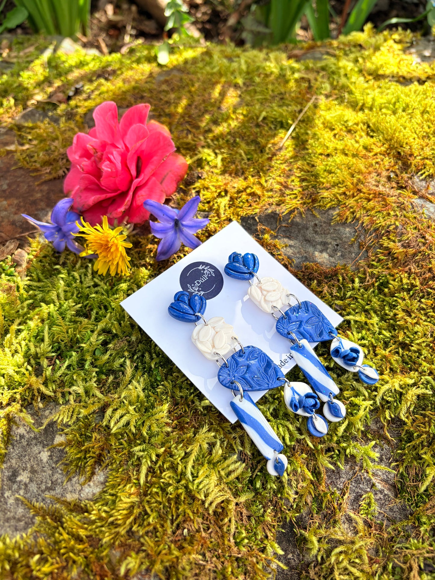 Blue and White Delft Statement Earrings