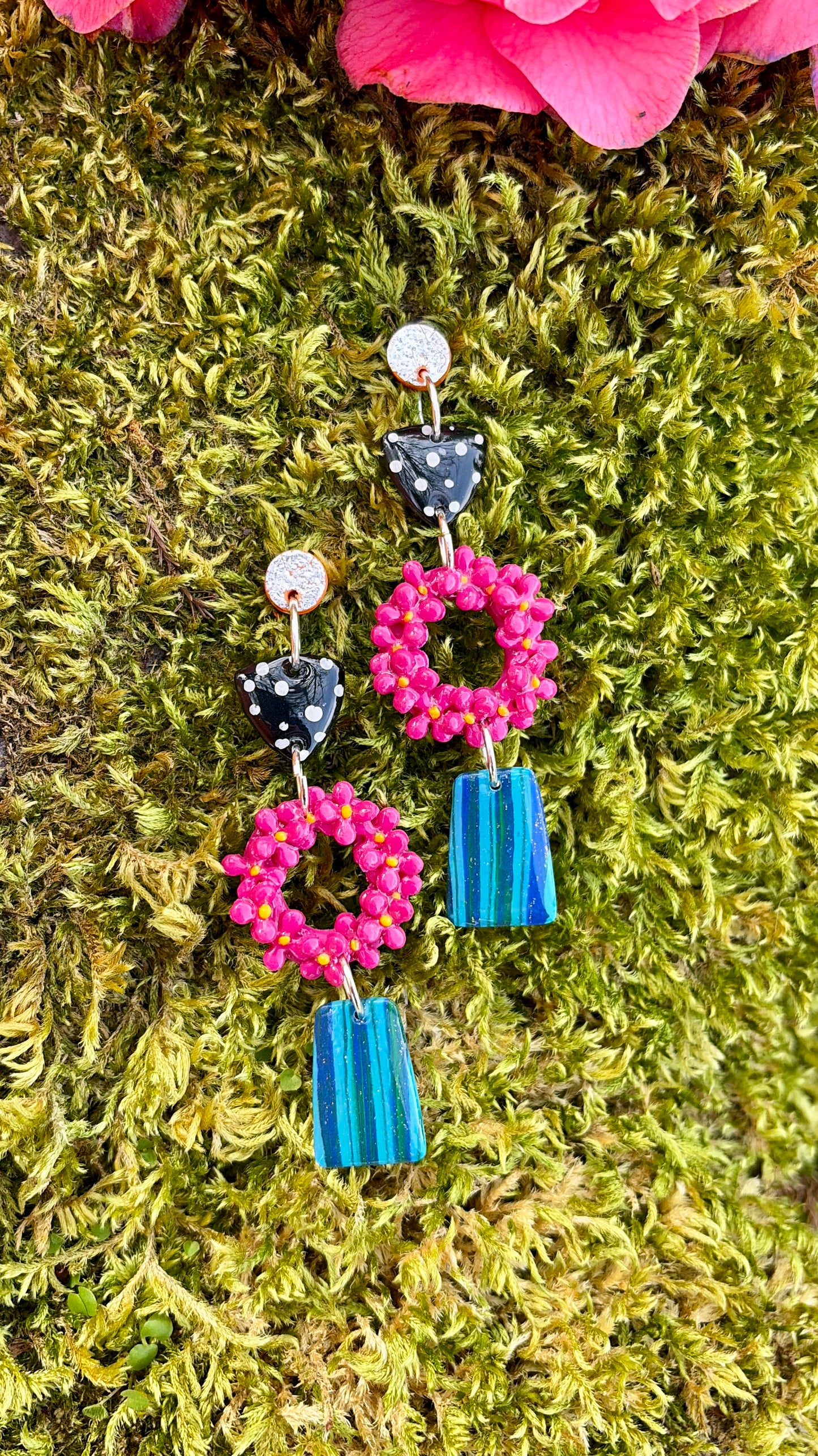 Eclectic Floral Dangle Earrings