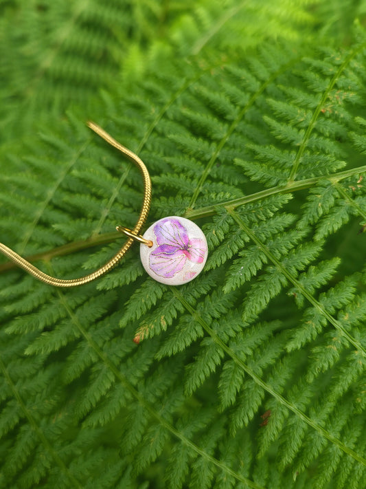 Hydrangea gold necklace