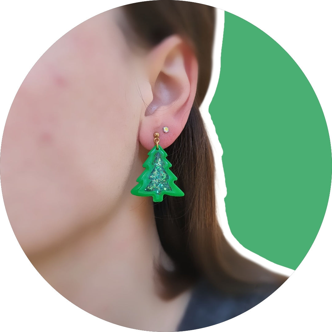 Sparkling Christmas Tree Dangle Earrings