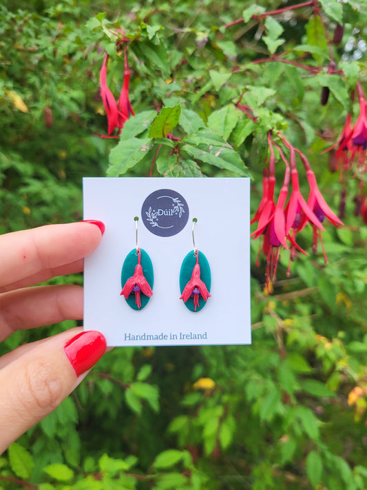 Fuchsia Oval Earrings