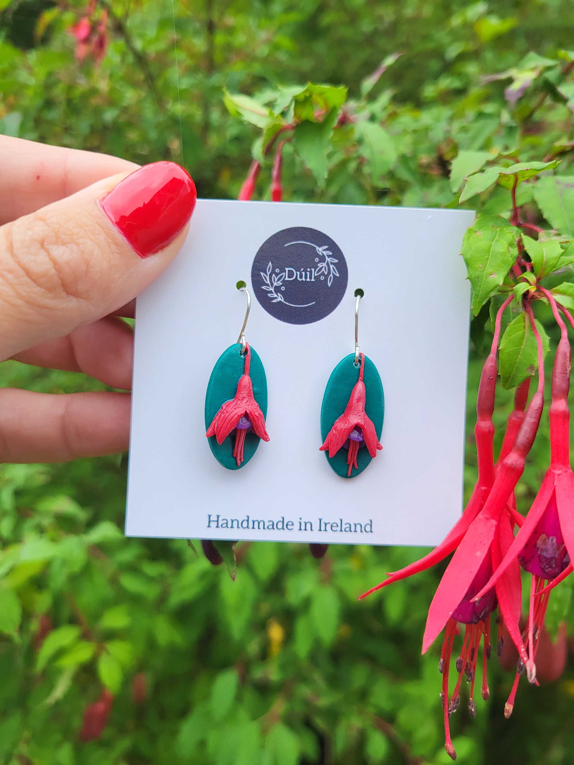Fuchsia flower earrings 