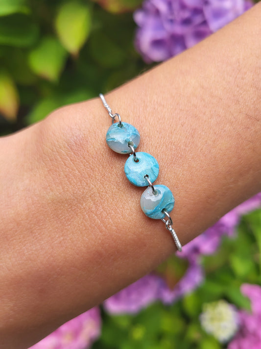 Sea foam silver adjustable bracelet