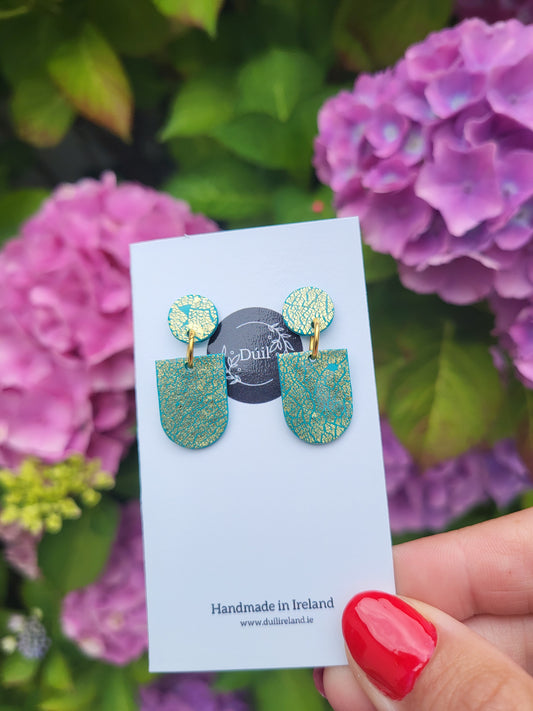 Peppermint Crackle Arc & Ora Earrings