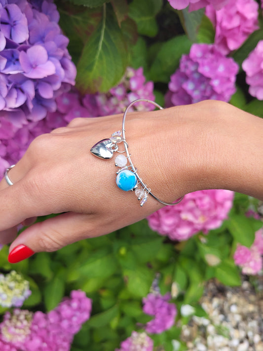 Silver adjustable charm bangle
