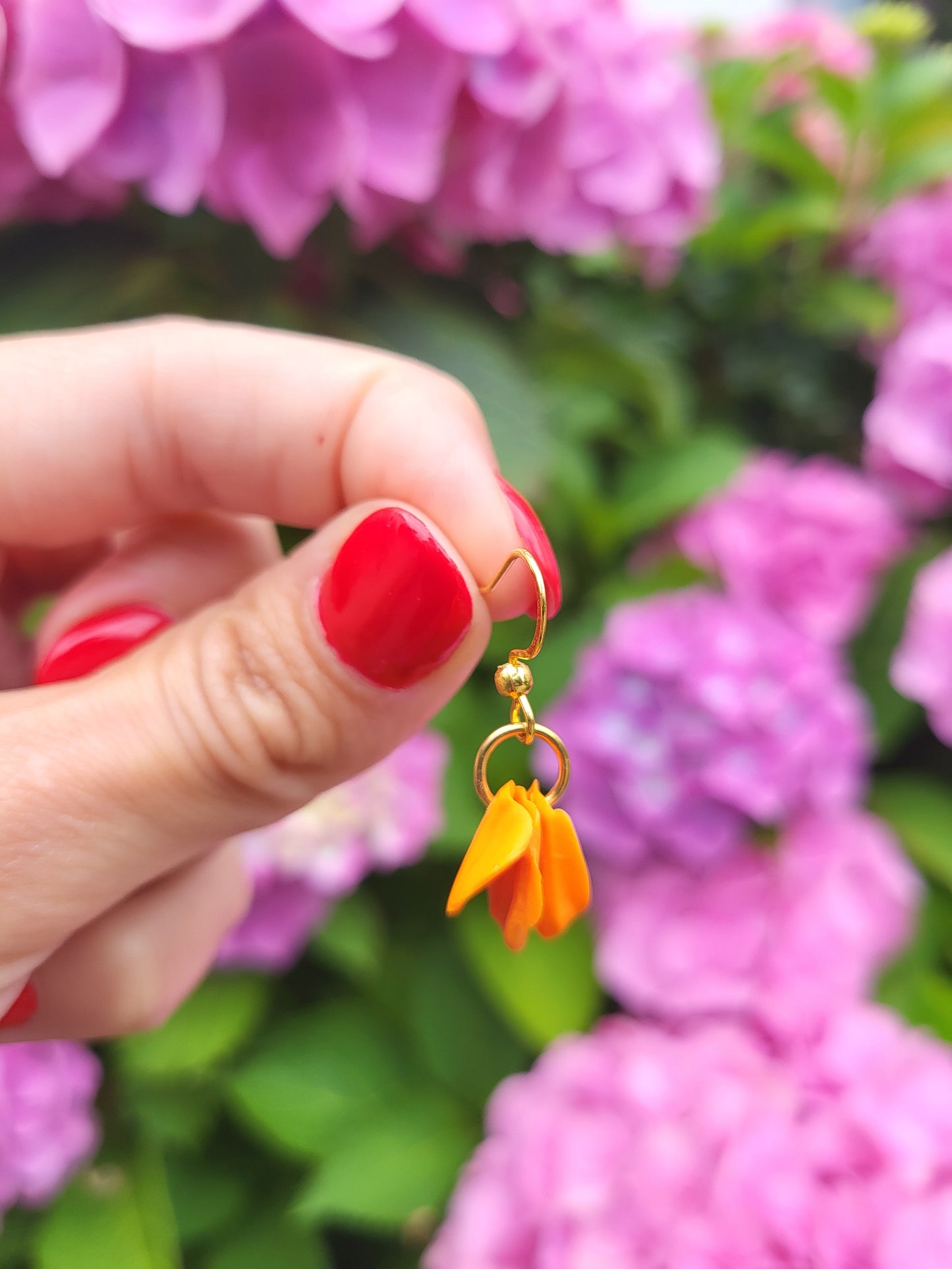 Orange Petal Dainty Dangle Earrings