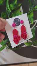 Load and play video in Gallery viewer, Red &amp; Pink Bloom Dangle Earrings
