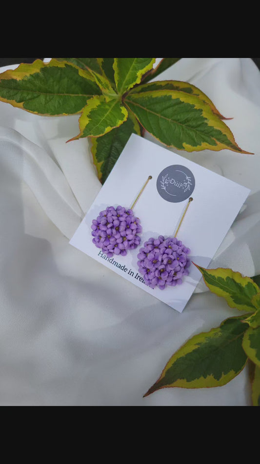 Lilac Floral Dangle Drop Earrings
