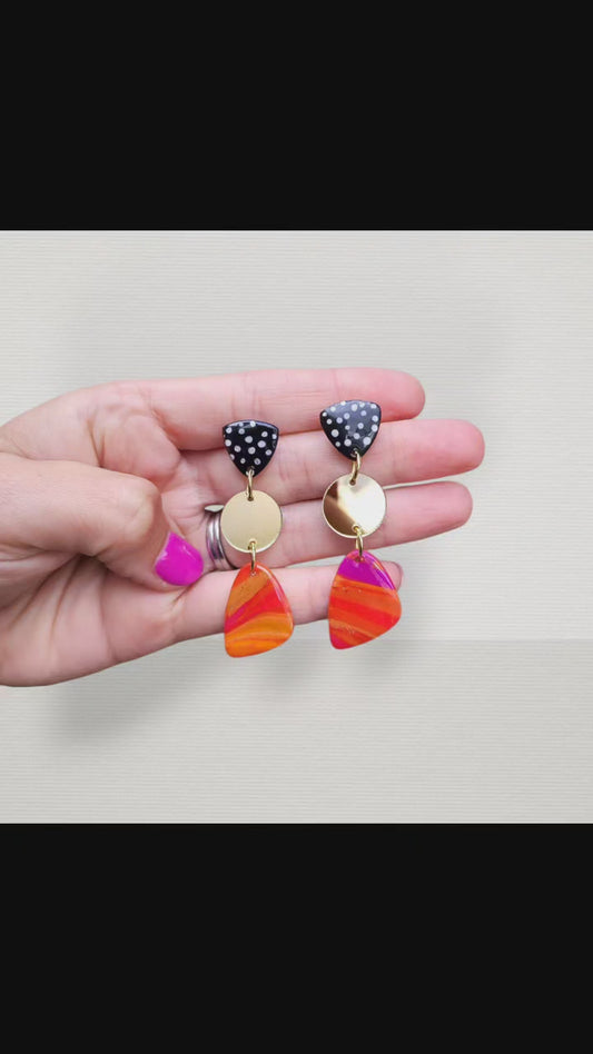 Pink & Orange Swirl Dangle Earrings