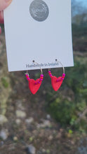 Load and play video in Gallery viewer, Red heart hoop earrings

