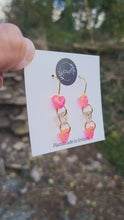 Load and play video in Gallery viewer, Peachy Love heart dangle earrings
