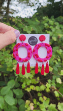 Load and play video in Gallery viewer, &#39;Emma&#39; Red &amp; Pink Dangle Earrings
