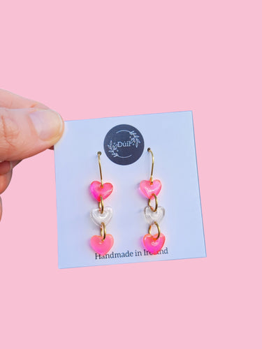 Peachy Love heart dangle earrings - Dúil