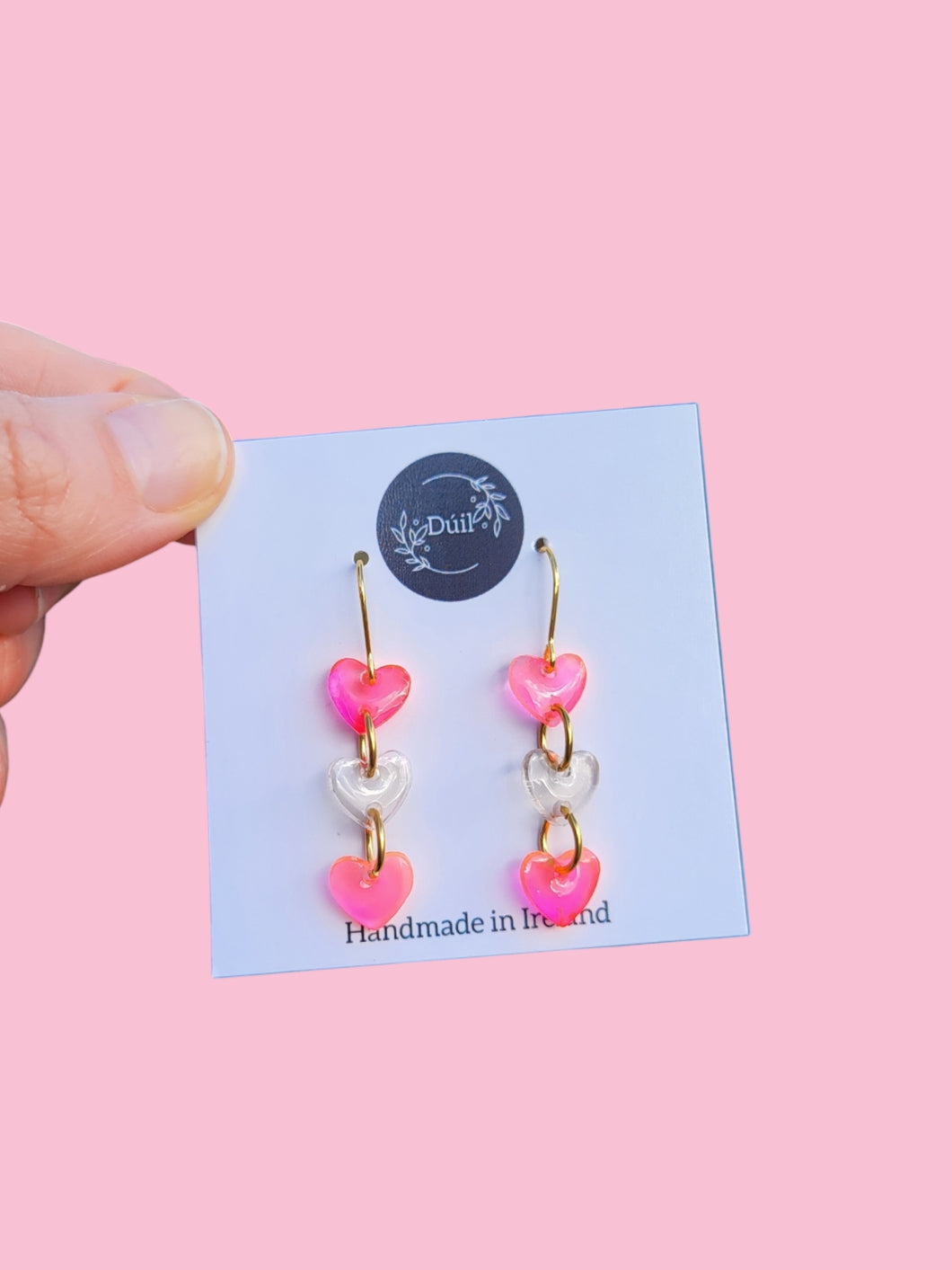 Peachy Love heart dangle earrings - Dúil