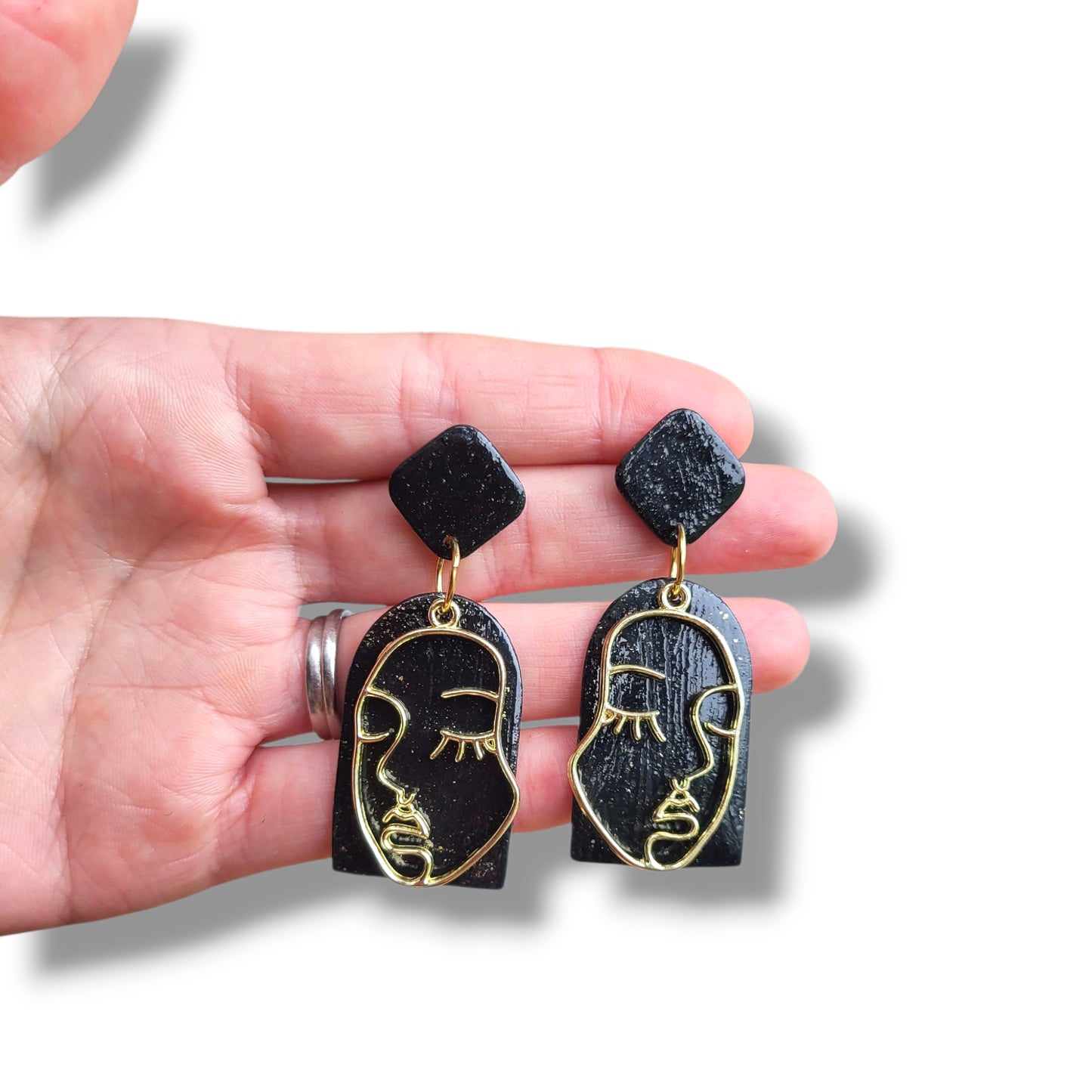 Dúil Black & Gold Boho face earrings