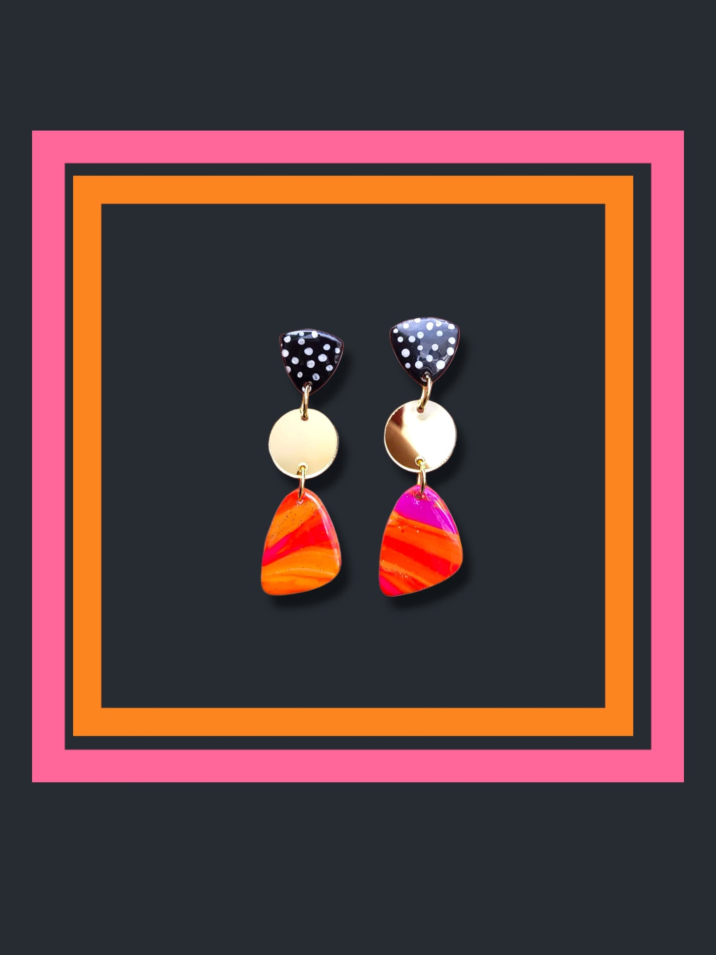 Pink & Orange Swirl Dangle Earrings