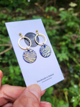Load image into Gallery viewer, Nicole crackle gold on blue dangle earrings - Dúil
