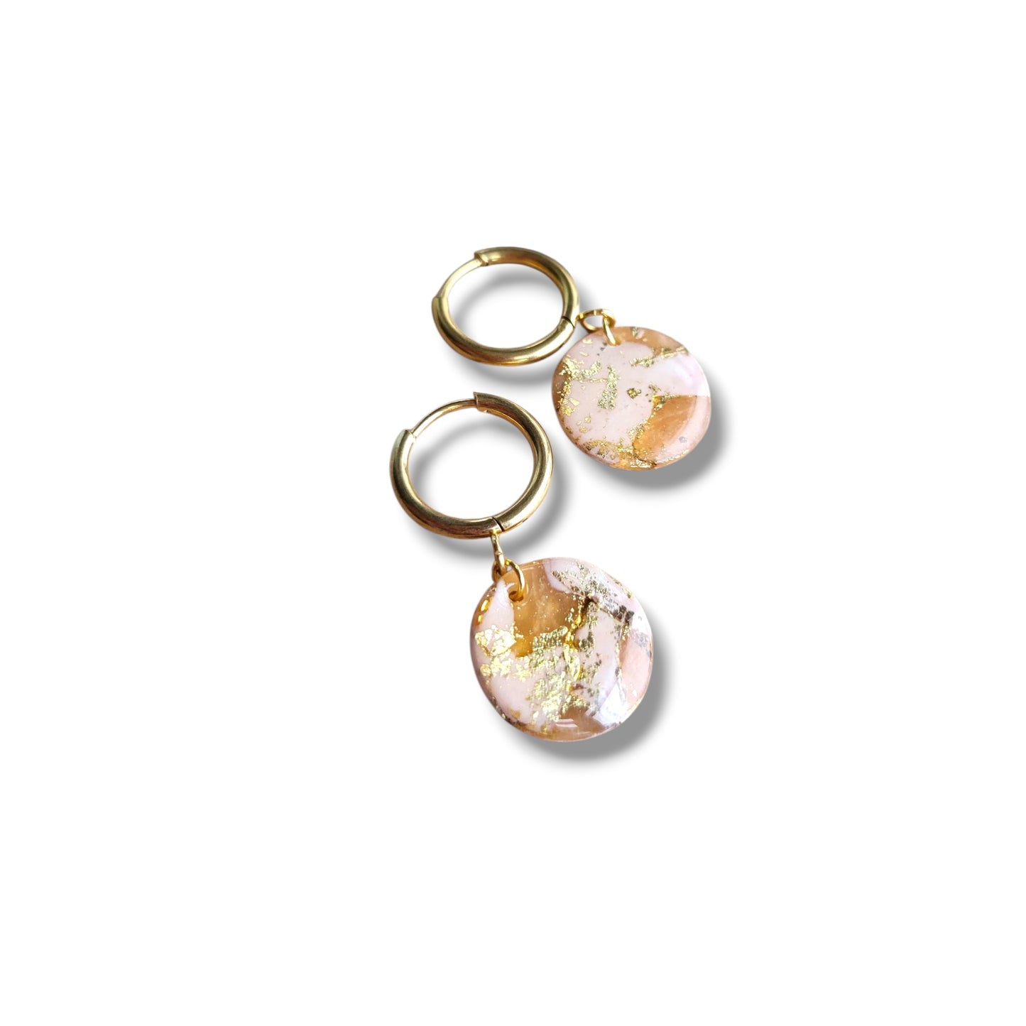 Dúil Lightweight Huggie Hoop Drop Earrings, Gold & Neutral Tones