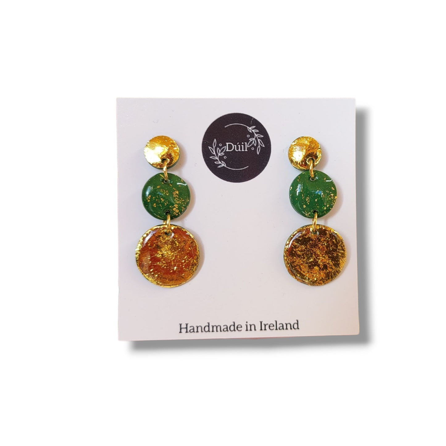 Green and Gold Boho Dangle Earrings