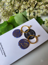 Load image into Gallery viewer, Nicole crackle gold on blue dangle earrings - Dúil
