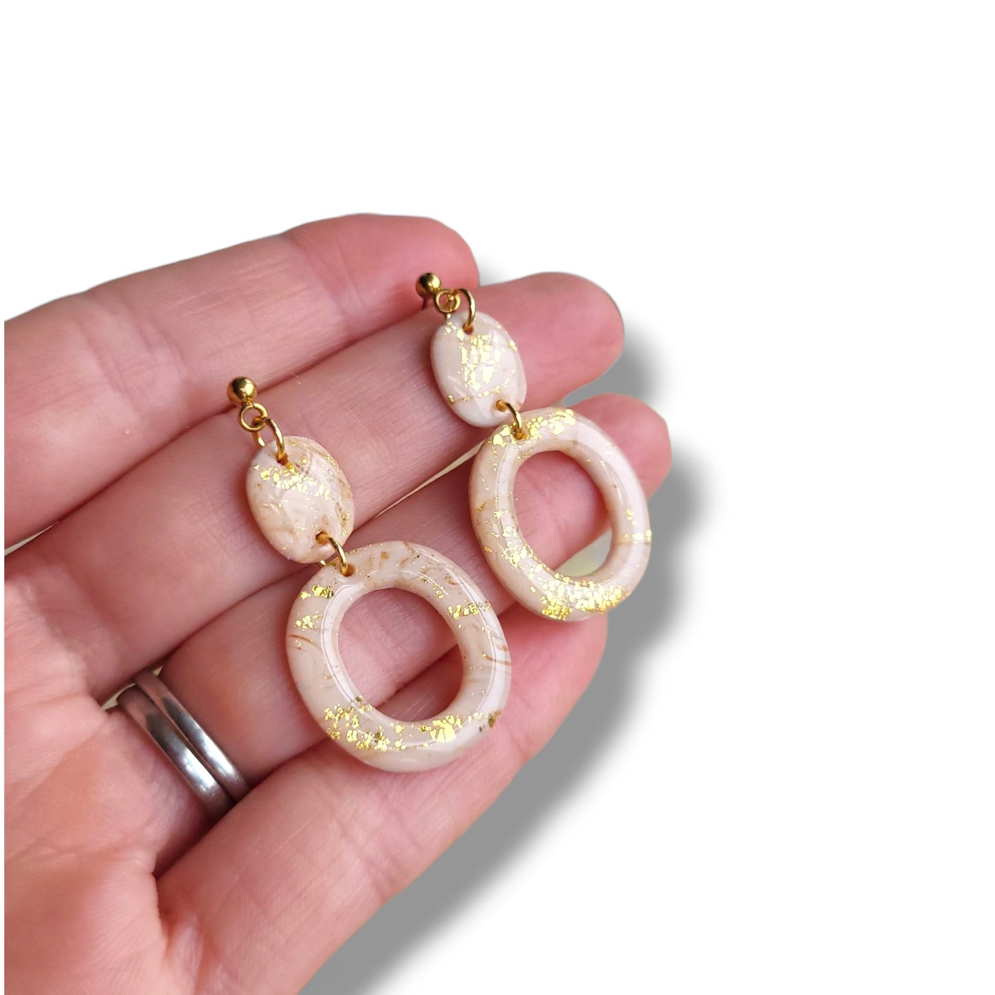 Dúil Golden Days Blush & Gold Flake Dangle Earrings