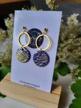 Load image into Gallery viewer, Nicole crackle gold on blue dangle earrings - Dúil
