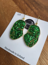 Load image into Gallery viewer, Green glitter face earrings - Dúil
