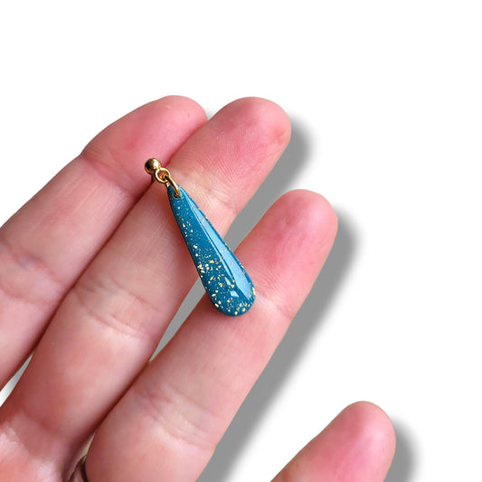 Rich Teal and Gold Drop Dangle Earrings