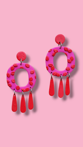 Pink and Red Statement Earrings | Dúil Jewellery 