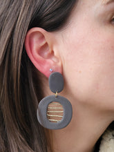 Load image into Gallery viewer, Grey &amp; gold statement dangle earrings - Dúil
