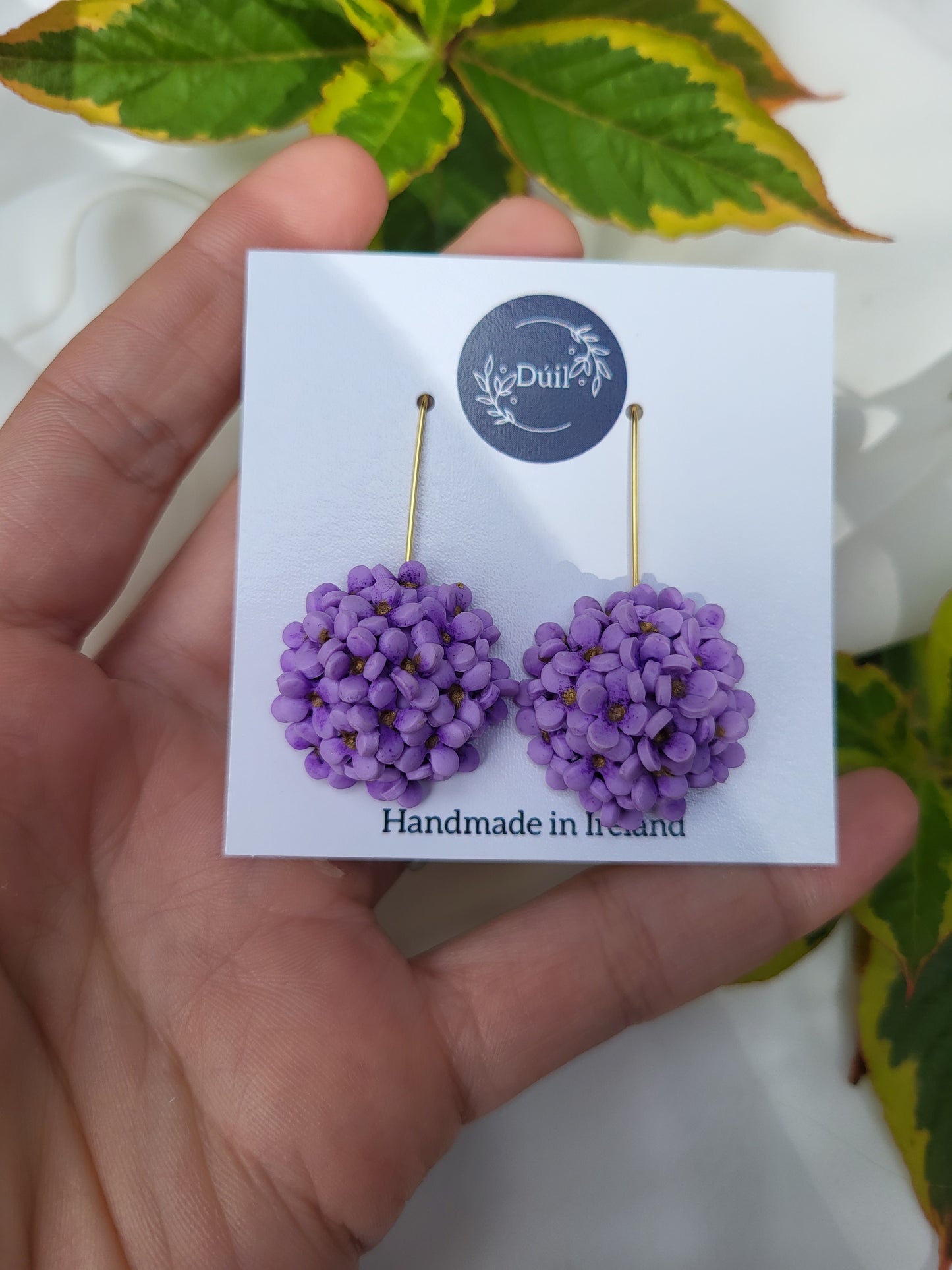 Lilac Floral Dangle Drop Earrings