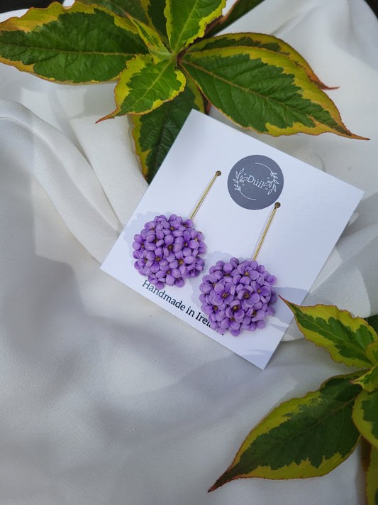 Lilac Floral Dangle Drop Earrings