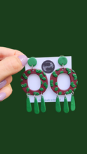 Load image into Gallery viewer, &#39;Emma&#39; Maroon and Green Dangle Earrings - Dúil
