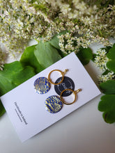 Load image into Gallery viewer, Nicole crackle gold on blue dangle earrings - Dúil
