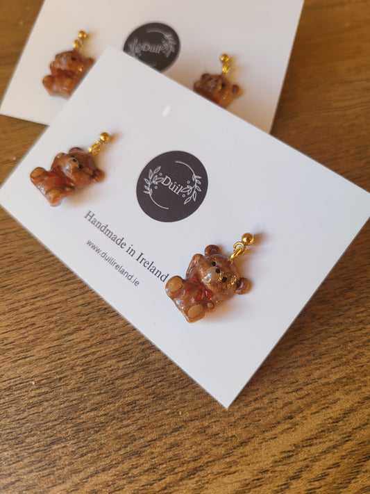Dangling Teddy Bear Earrings